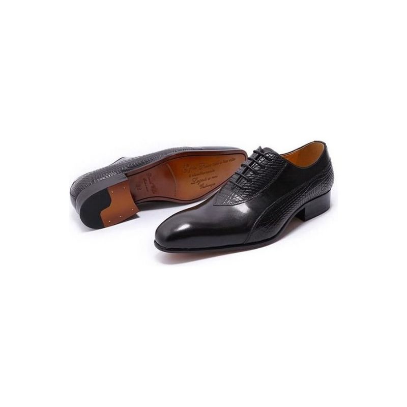 Sapatos Formais Masculinos Exóticos Com Cadarços Oxford - Preto