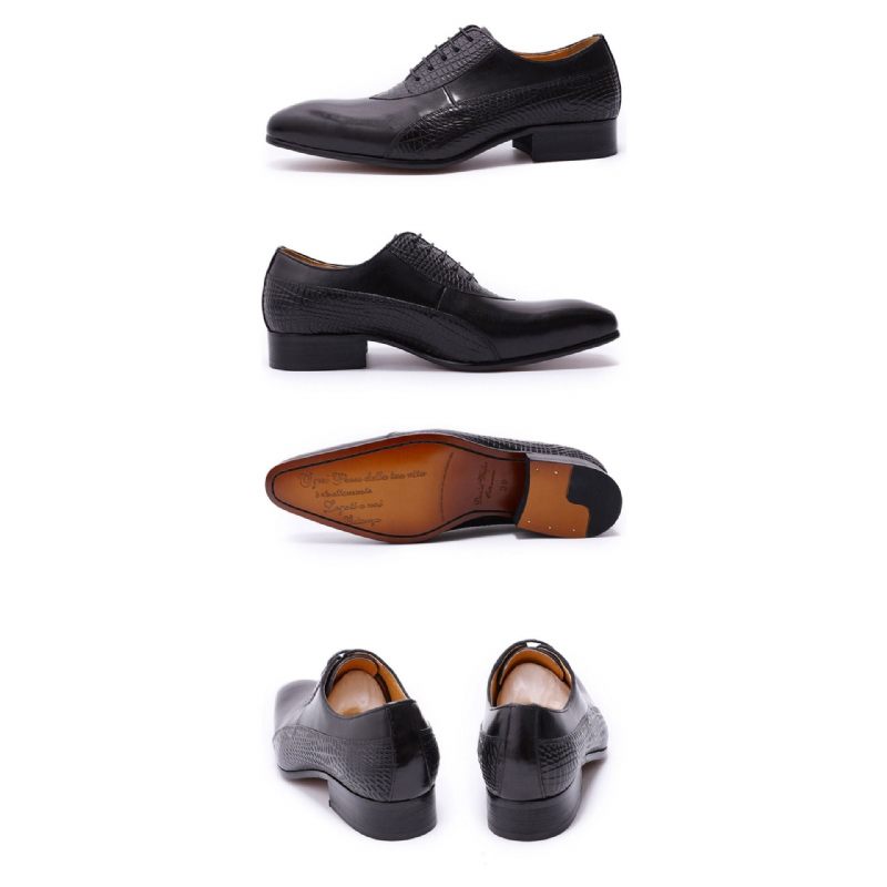 Sapatos Formais Masculinos Exóticos Com Cadarços Oxford - Preto