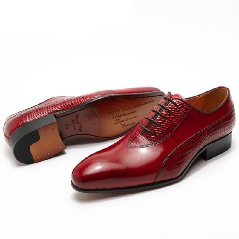 Sapatos Formais Masculinos Exóticos Com Cadarços Oxford - Vermelho