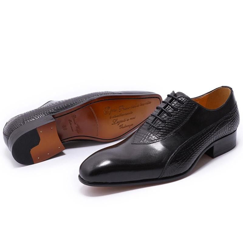 Sapatos Formais Masculinos Exóticos Com Cadarços Oxford - Preto