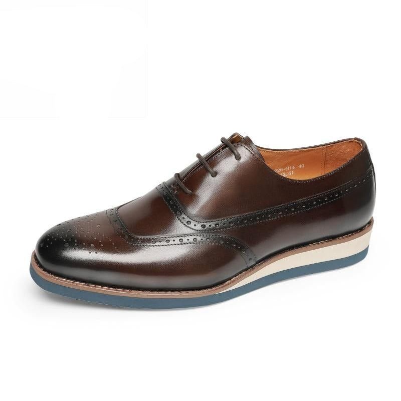 Sapatos Formais Masculinos Exóticos Com Plataforma Wingtip - Café