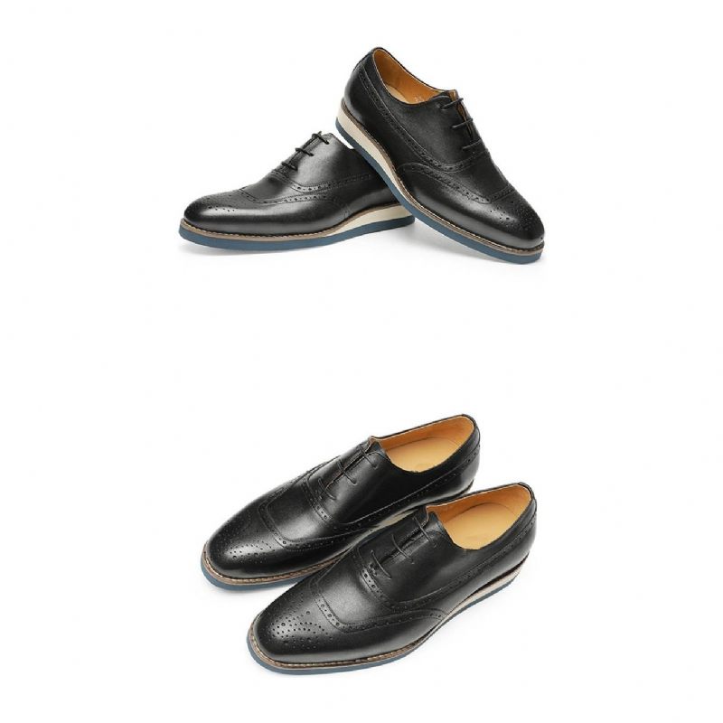 Sapatos Formais Masculinos Exóticos Com Plataforma Wingtip - Preto