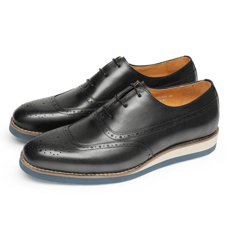 Sapatos Formais Masculinos Exóticos Com Plataforma Wingtip - Preto