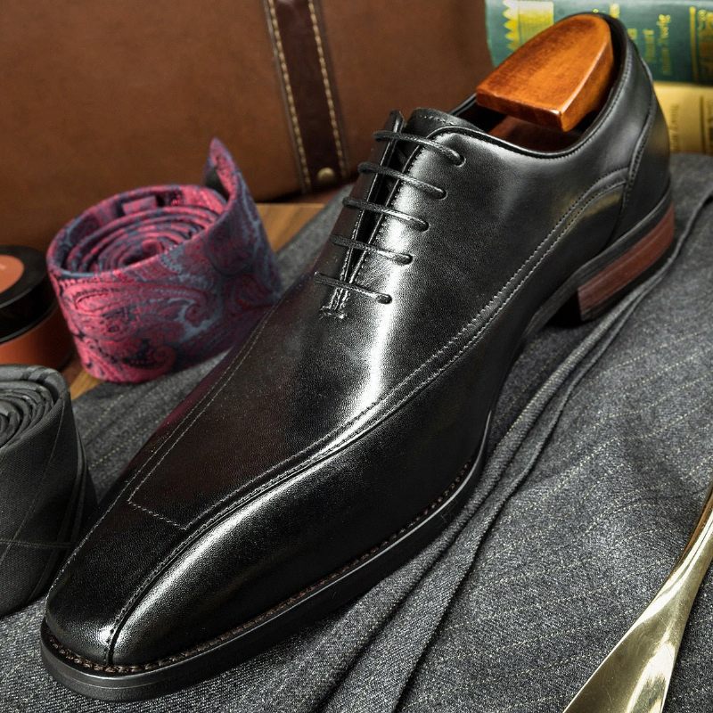 Sapatos Formais Masculinos Exóticos Couro Brogue Com Cordões - Preto