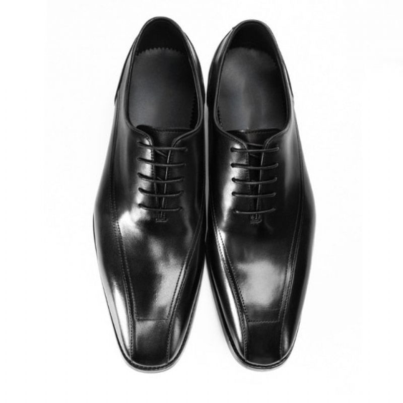 Sapatos Formais Masculinos Exóticos Couro Brogue Com Cordões - Preto