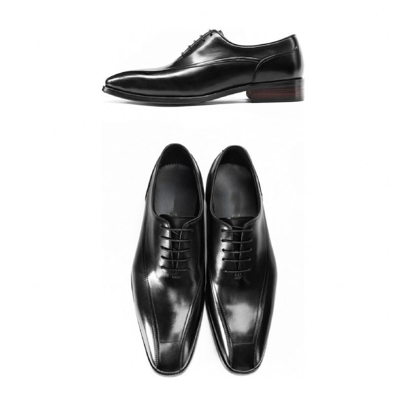 Sapatos Formais Masculinos Exóticos Couro Brogue Com Cordões - Preto