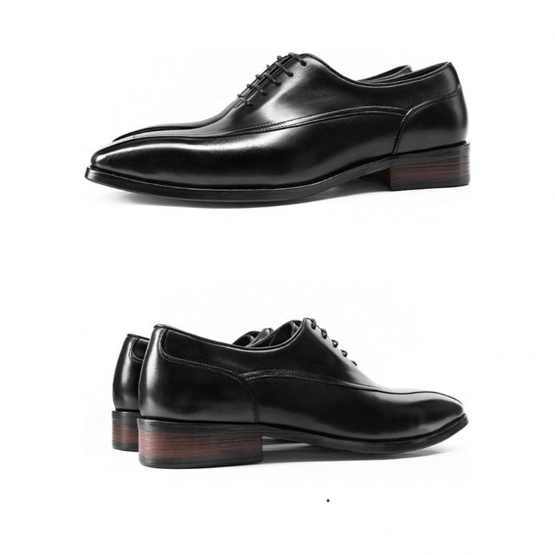 Sapatos Formais Masculinos Exóticos Couro Brogue Com Cordões - Preto