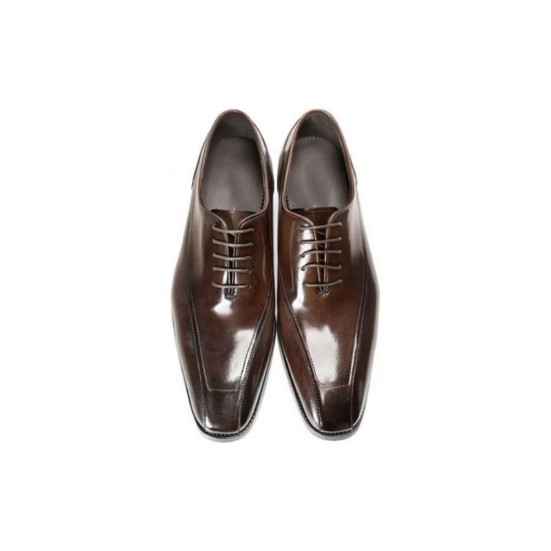 Sapatos Formais Masculinos Exóticos Couro Brogue Com Cordões - Café