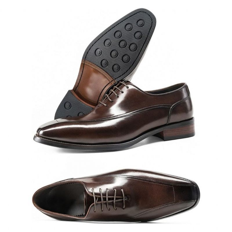 Sapatos Formais Masculinos Exóticos Couro Brogue Com Cordões - Café