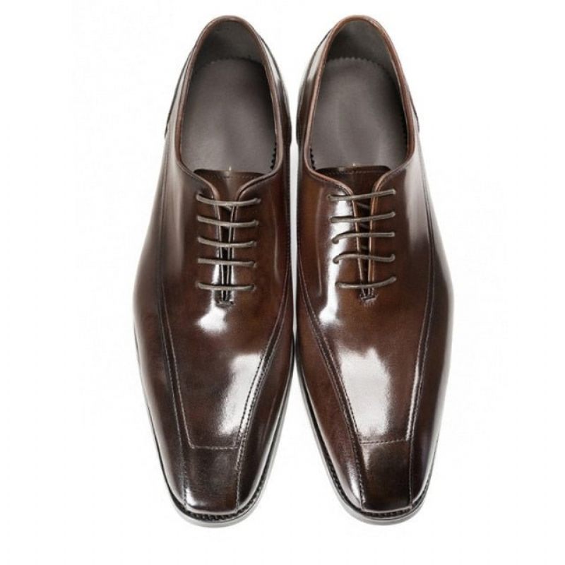 Sapatos Formais Masculinos Exóticos Couro Brogue Com Cordões - Café