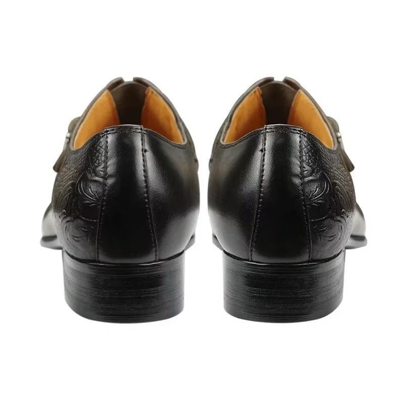 Sapatos Formais Masculinos Exóticos Couro Genuíno Brogue Casamento - Café