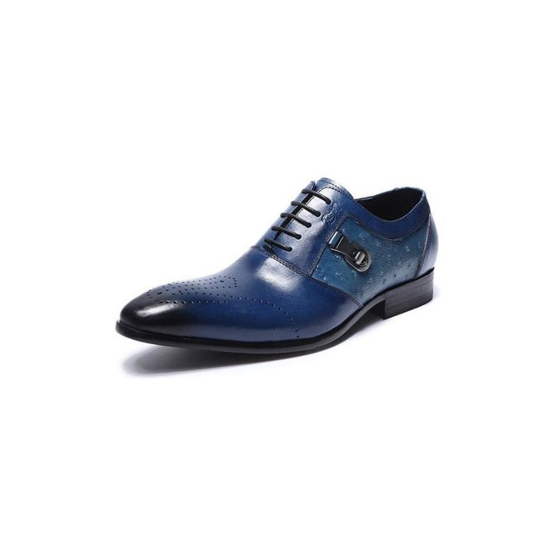 Sapatos Formais Masculinos Exóticos Lace-up Oxford Brogue Casuais - Azul