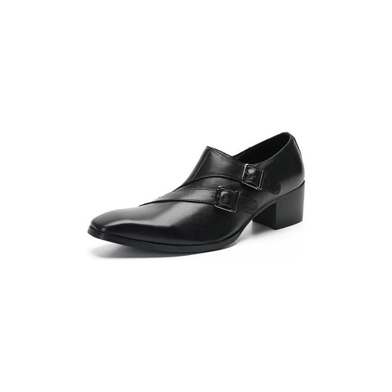 Sapatos Formais Masculinos Exóticos Monkstrap - Preto