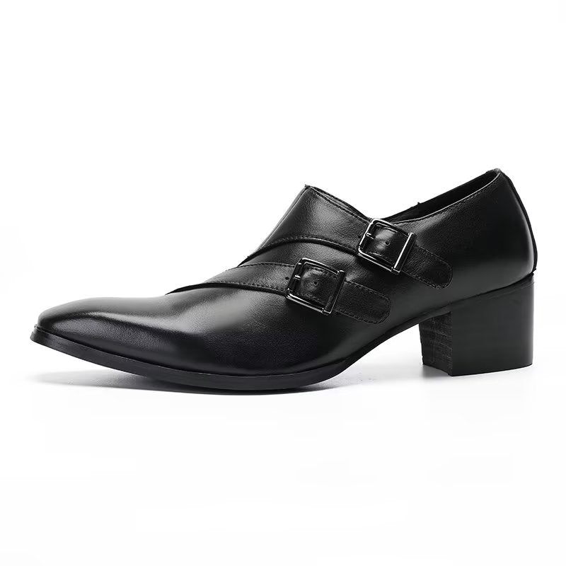 Sapatos Formais Masculinos Exóticos Monkstrap - Preto