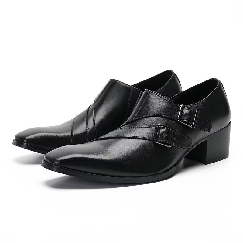 Sapatos Formais Masculinos Exóticos Monkstrap - Preto