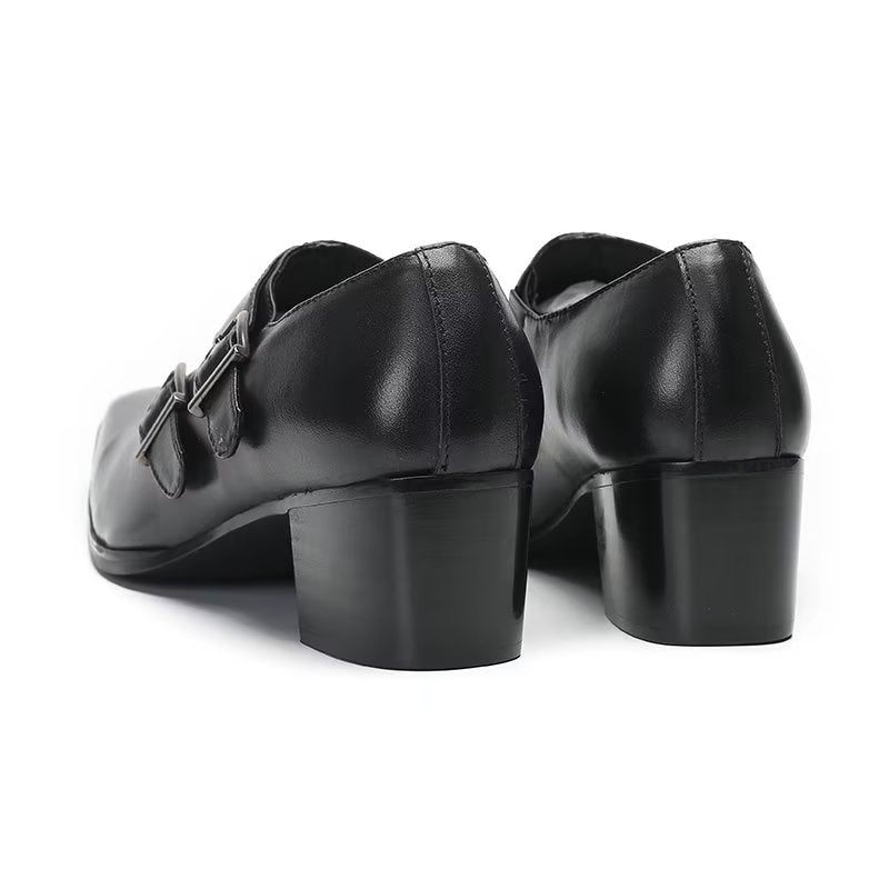 Sapatos Formais Masculinos Exóticos Monkstrap - Preto