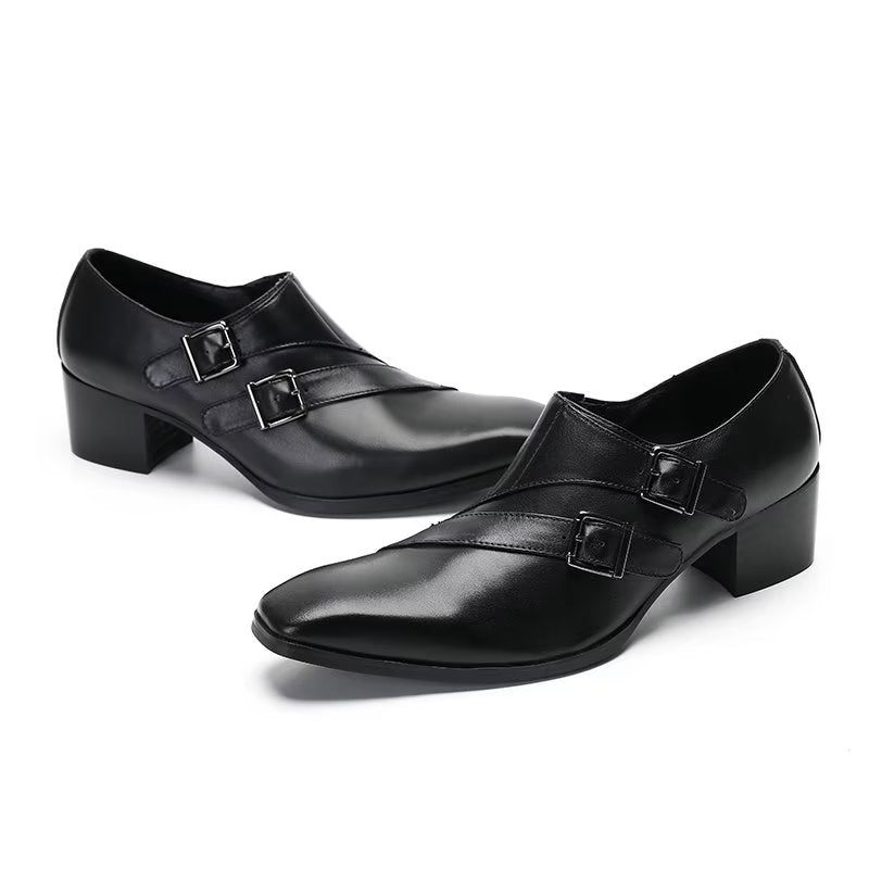 Sapatos Formais Masculinos Exóticos Monkstrap - Preto