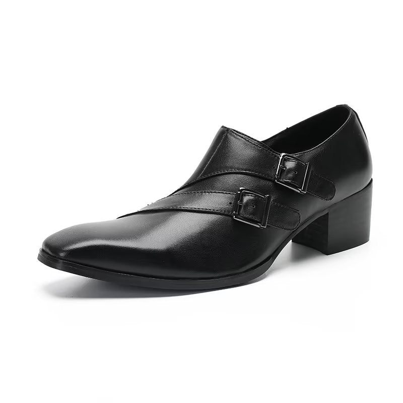 Sapatos Formais Masculinos Exóticos Monkstrap - Preto