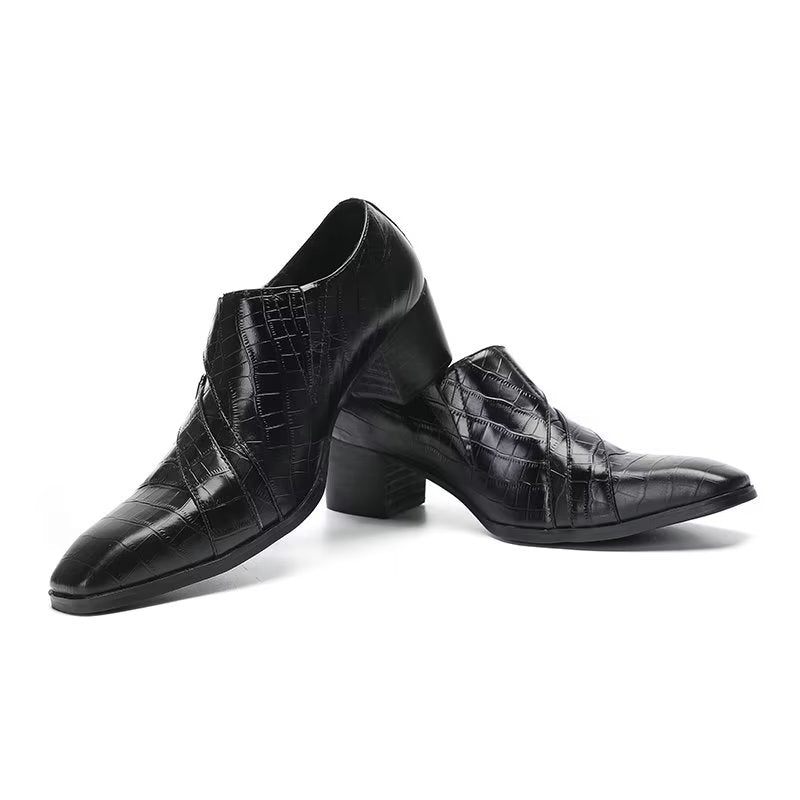 Sapatos Formais Masculinos Exóticos Monkstrap - Preto 1