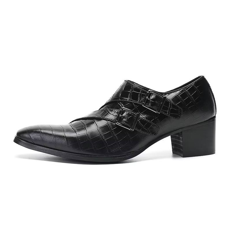 Sapatos Formais Masculinos Exóticos Monkstrap - Preto 1