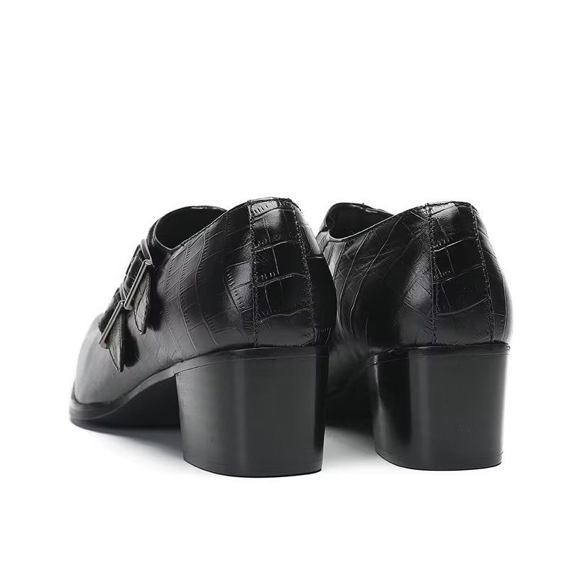 Sapatos Formais Masculinos Exóticos Monkstrap - Preto 1