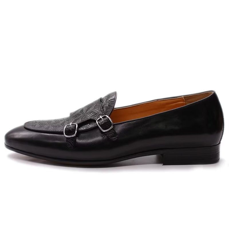 Sapatos Formais Masculinos Exóticos Monkstrap - Preto