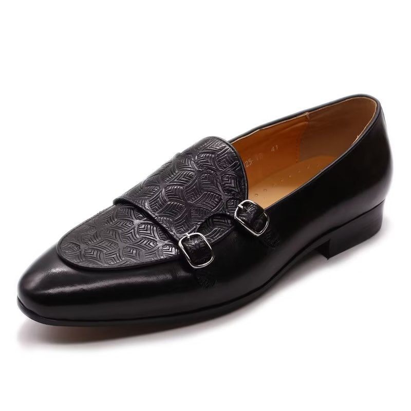 Sapatos Formais Masculinos Exóticos Monkstrap - Preto