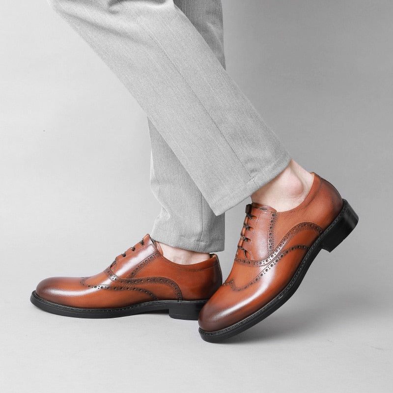 Sapatos Formais Masculinos Exóticos Oxford - Marrom