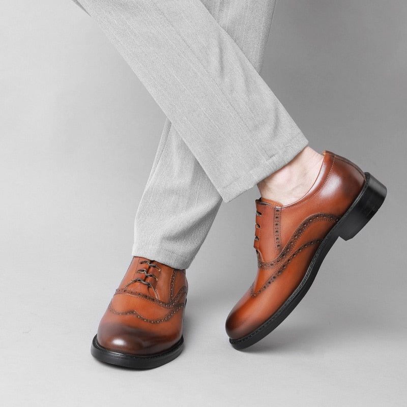 Sapatos Formais Masculinos Exóticos Oxford - Marrom