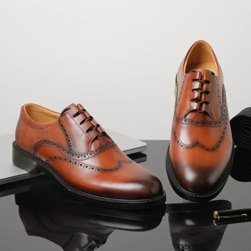 Sapatos Formais Masculinos Exóticos Oxford - Marrom