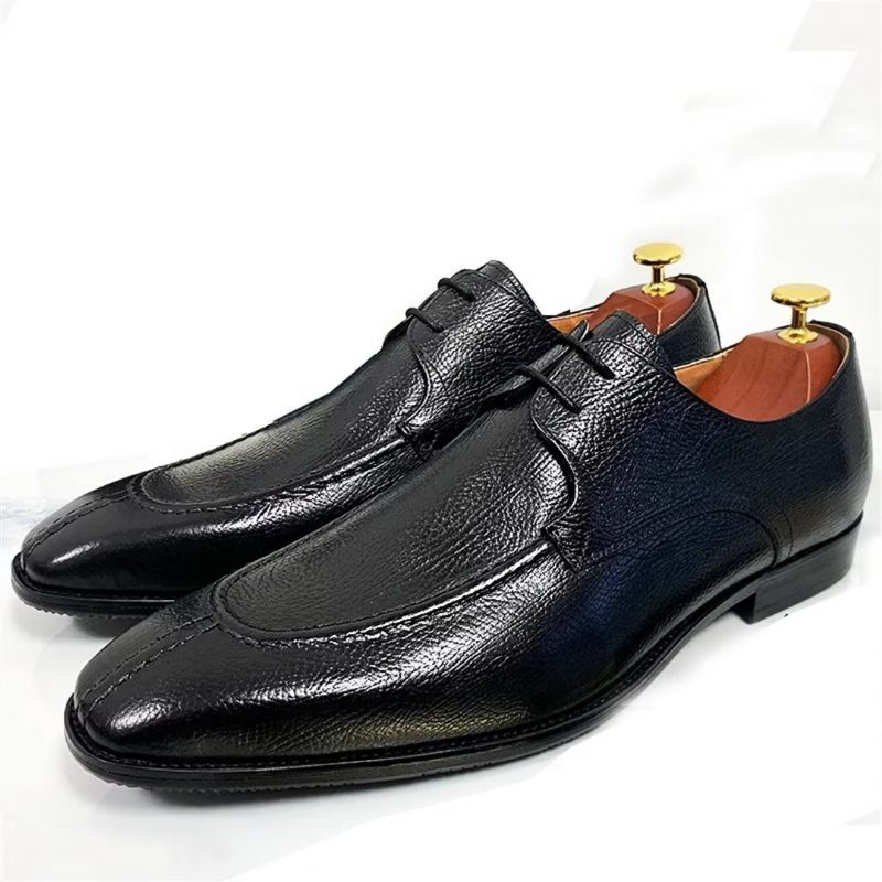 Sapatos Formais Masculinos Genuínos Com Bico Quadrado E Elegantes