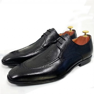 Sapatos Formais Masculinos Genuínos Com Bico Quadrado E Elegantes