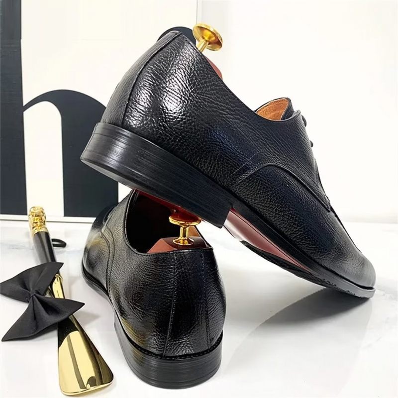 Sapatos Formais Masculinos Genuínos Com Bico Quadrado E Elegantes - Preto