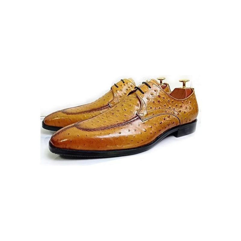 Sapatos Formais Masculinos Genuínos Com Bico Quadrado E Elegantes - Amarelo