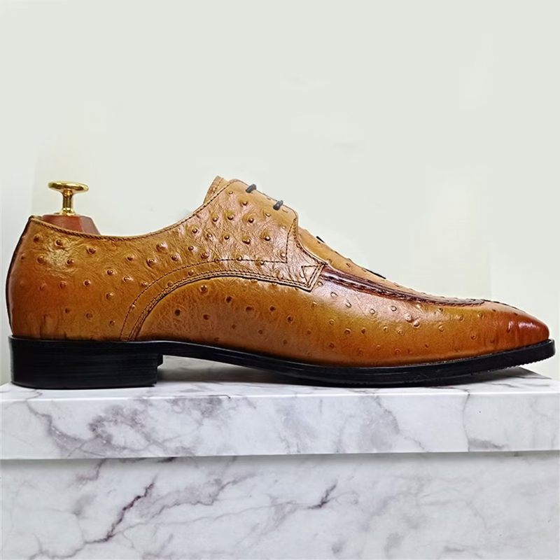 Sapatos Formais Masculinos Genuínos Com Bico Quadrado E Elegantes - Amarelo