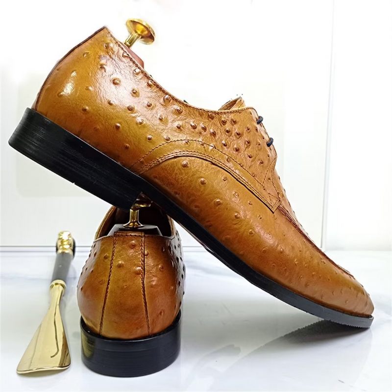 Sapatos Formais Masculinos Genuínos Com Bico Quadrado E Elegantes - Amarelo