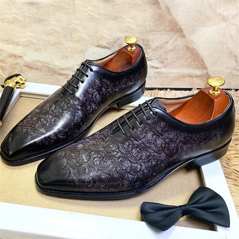 Sapatos Formais Masculinos Genuínos Com Bico Quadrado E Elegantes - Preto 