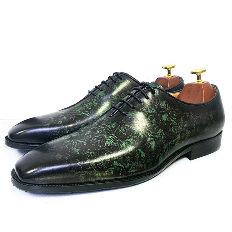 Sapatos Formais Masculinos Genuínos Com Bico Quadrado E Elegantes -  Verde Exército