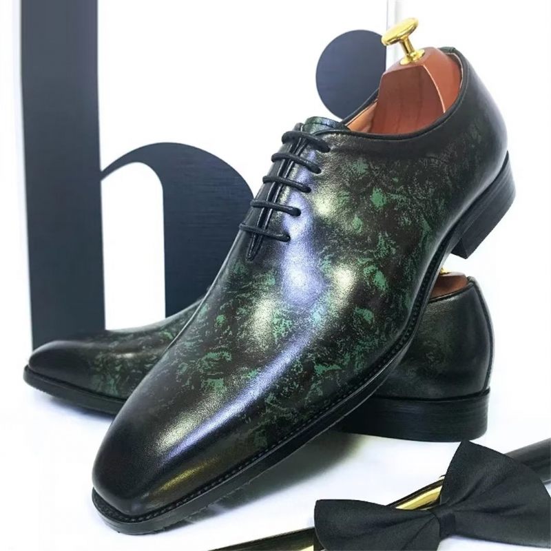 Sapatos Formais Masculinos Genuínos Com Bico Quadrado E Elegantes -  Verde Exército