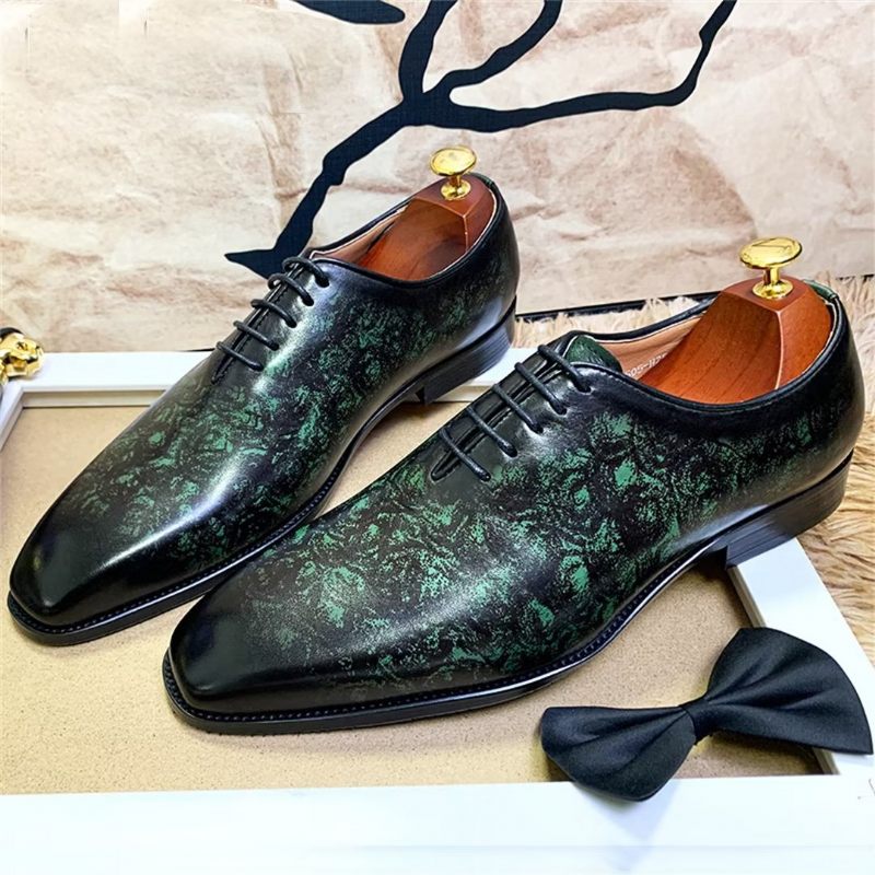 Sapatos Formais Masculinos Genuínos Com Bico Quadrado E Elegantes -  Verde Exército