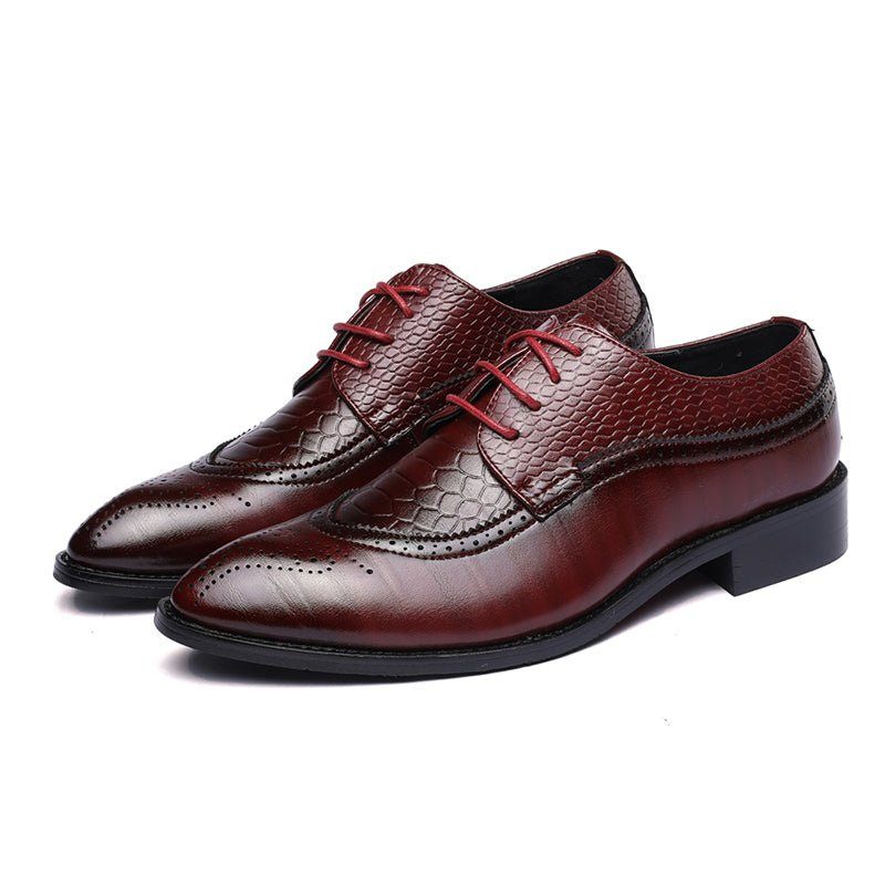 Sapatos Formais Masculinos Jacaré Luxo Rendas Brogue Sociais - Vermelho