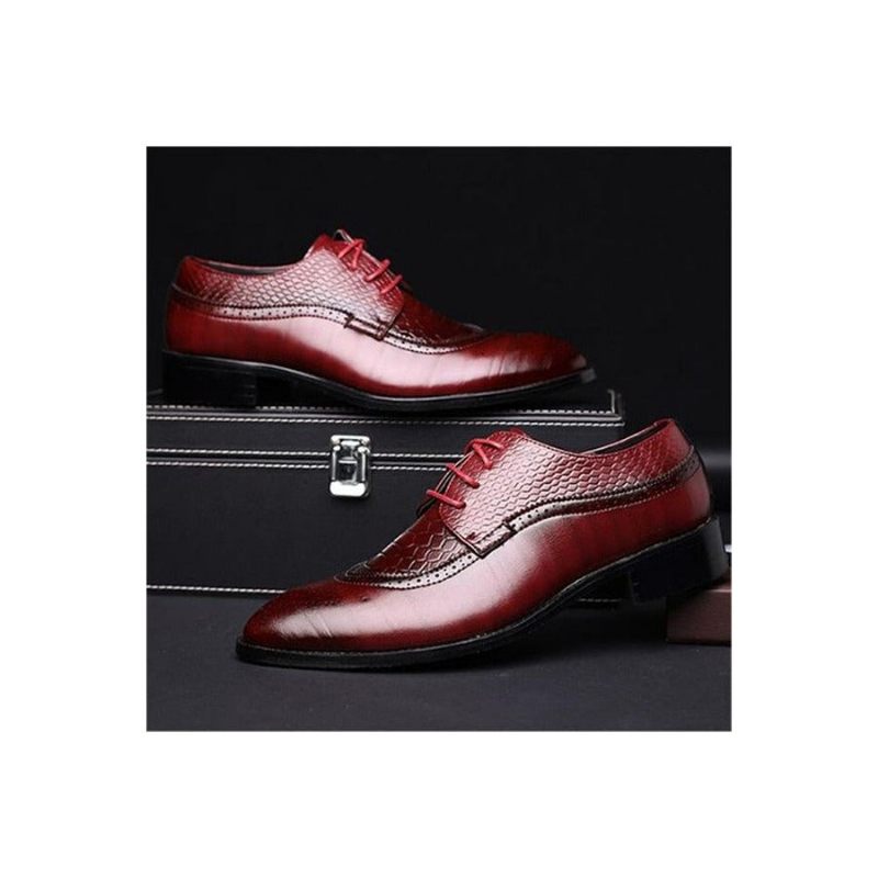 Sapatos Formais Masculinos Jacaré Luxo Rendas Brogue Sociais - Vermelho