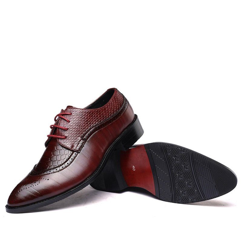 Sapatos Formais Masculinos Jacaré Luxo Rendas Brogue Sociais - Vermelho