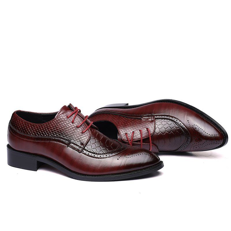 Sapatos Formais Masculinos Jacaré Luxo Rendas Brogue Sociais - Vermelho