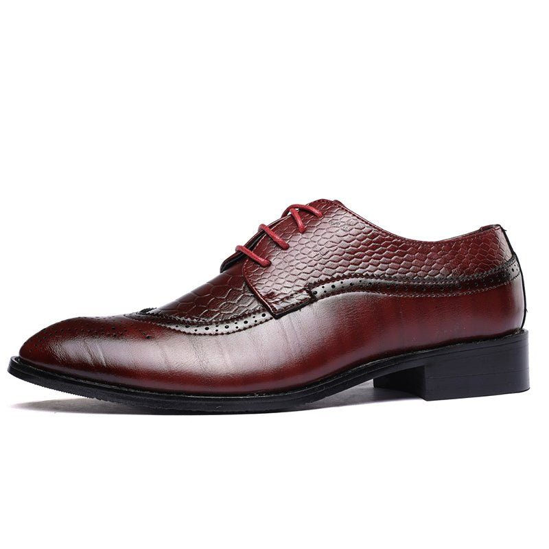 Sapatos Formais Masculinos Jacaré Luxo Rendas Brogue Sociais - Vermelho