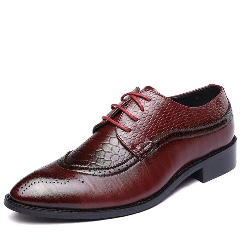 Sapatos Formais Masculinos Jacaré Luxo Rendas Brogue Sociais - Vermelho