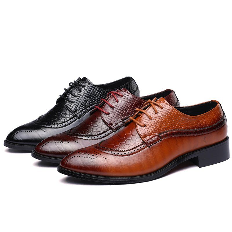 Sapatos Formais Masculinos Jacaré Luxo Rendas Brogue Sociais - Vermelho