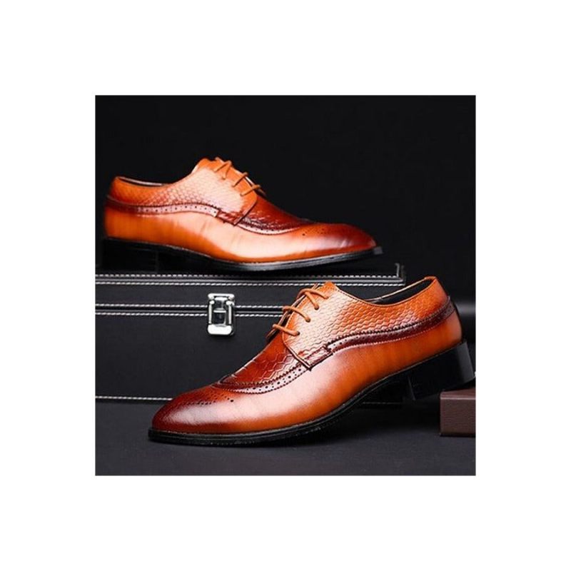 Sapatos Formais Masculinos Jacaré Luxo Rendas Brogue Sociais - Café