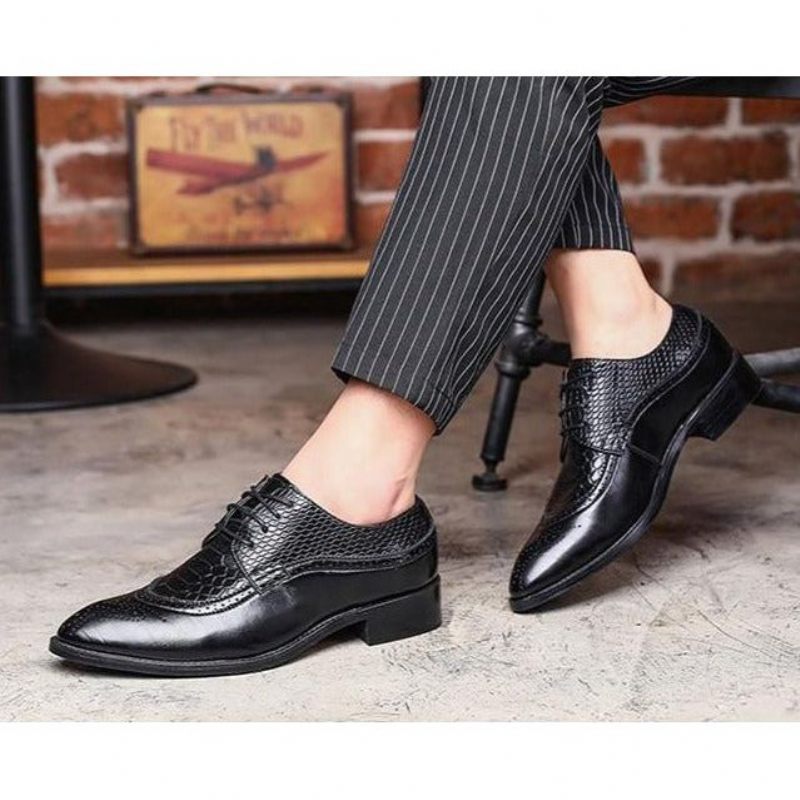 Sapatos Formais Masculinos Jacaré Luxo Rendas Brogue Sociais - Preto