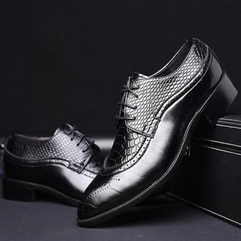 Sapatos Formais Masculinos Jacaré Luxo Rendas Brogue Sociais - Preto